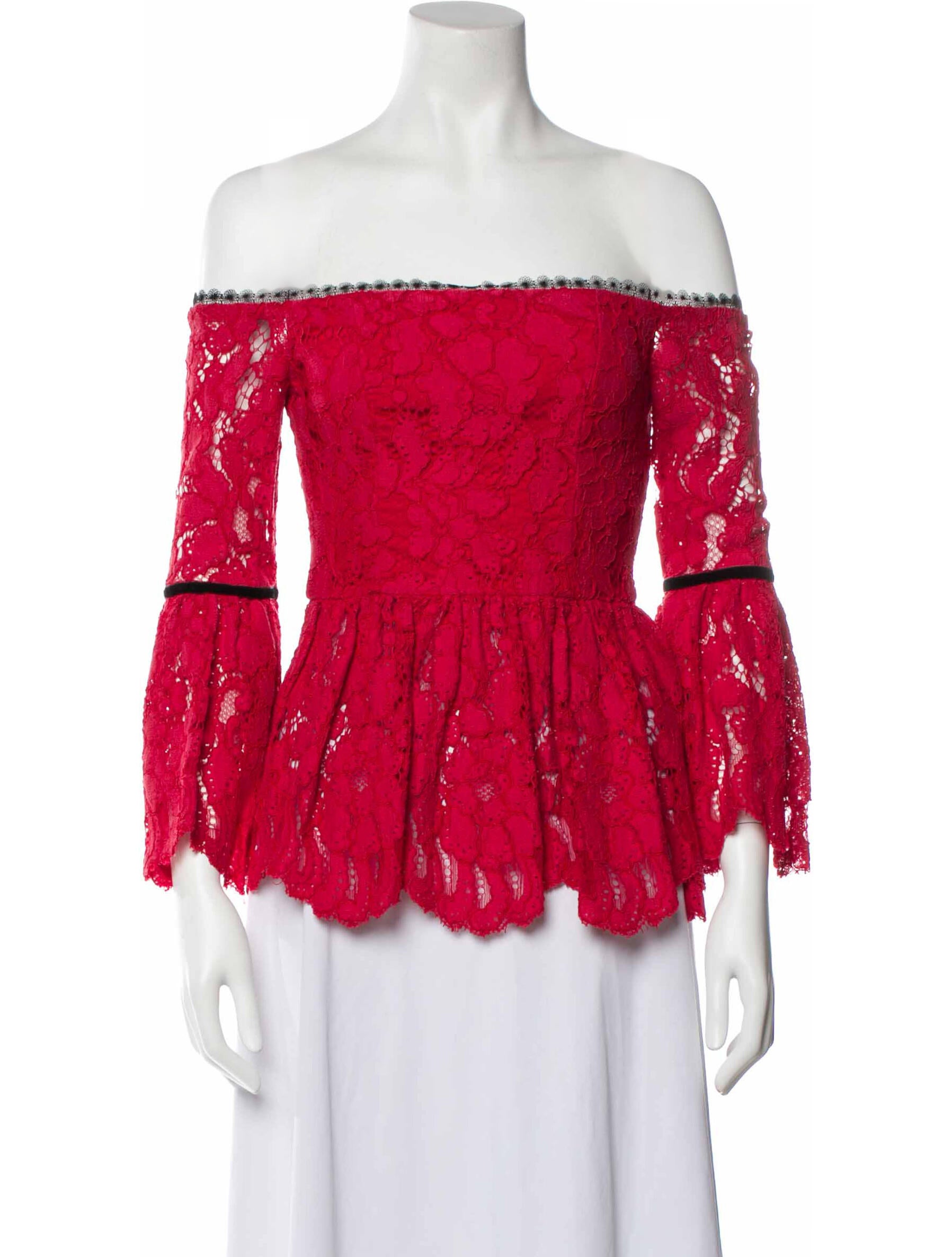 Alexis Lace Pattern Off-The-Shoulder Blouse