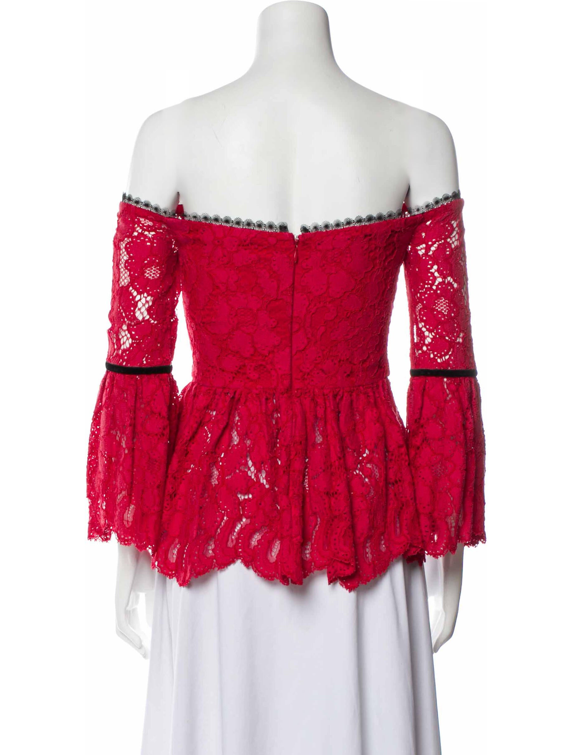 Alexis Lace Pattern Off-The-Shoulder Blouse