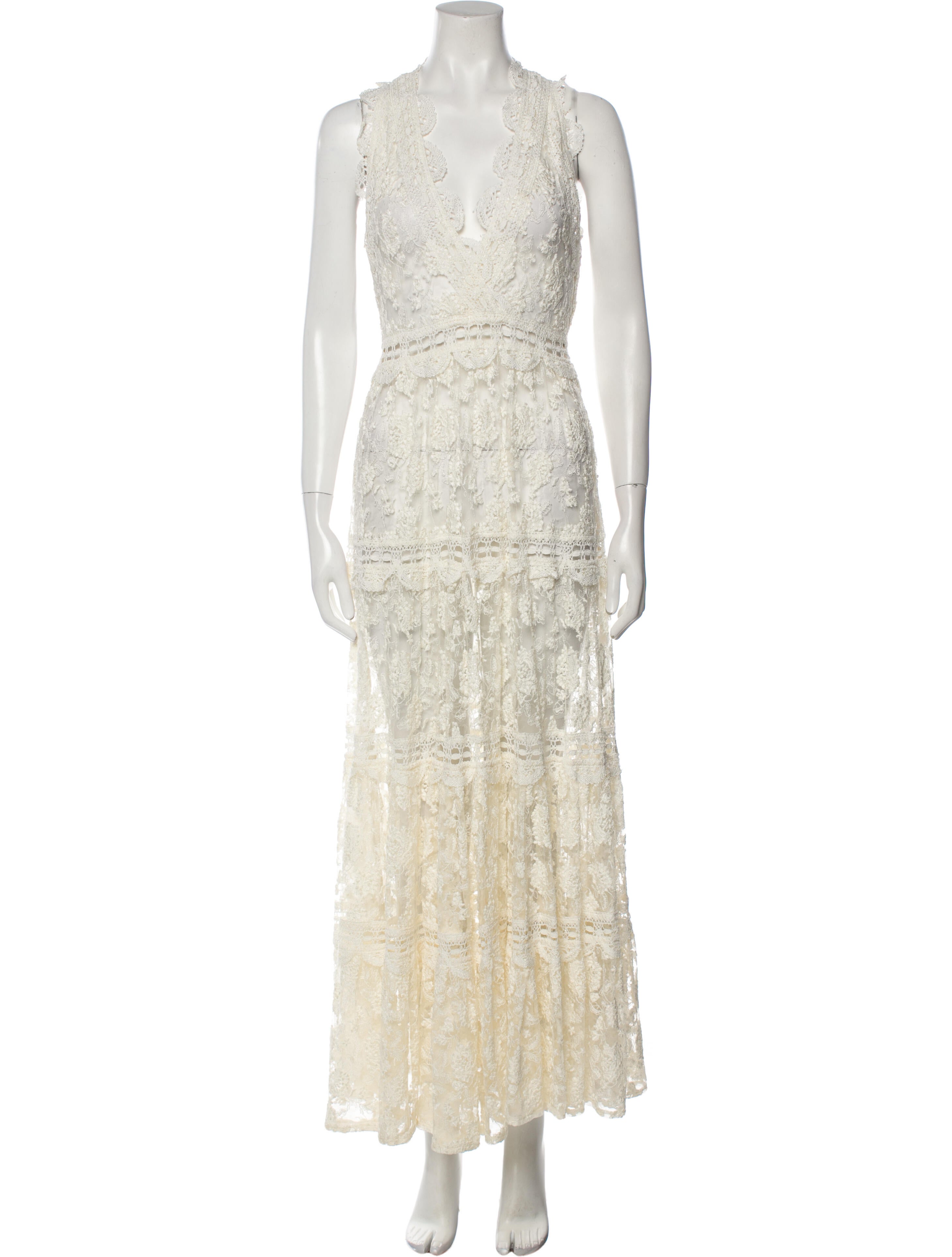 Alexis Lace Pattern Long Dress - White Dresses, Clothing - WEX85725 | The  RealReal