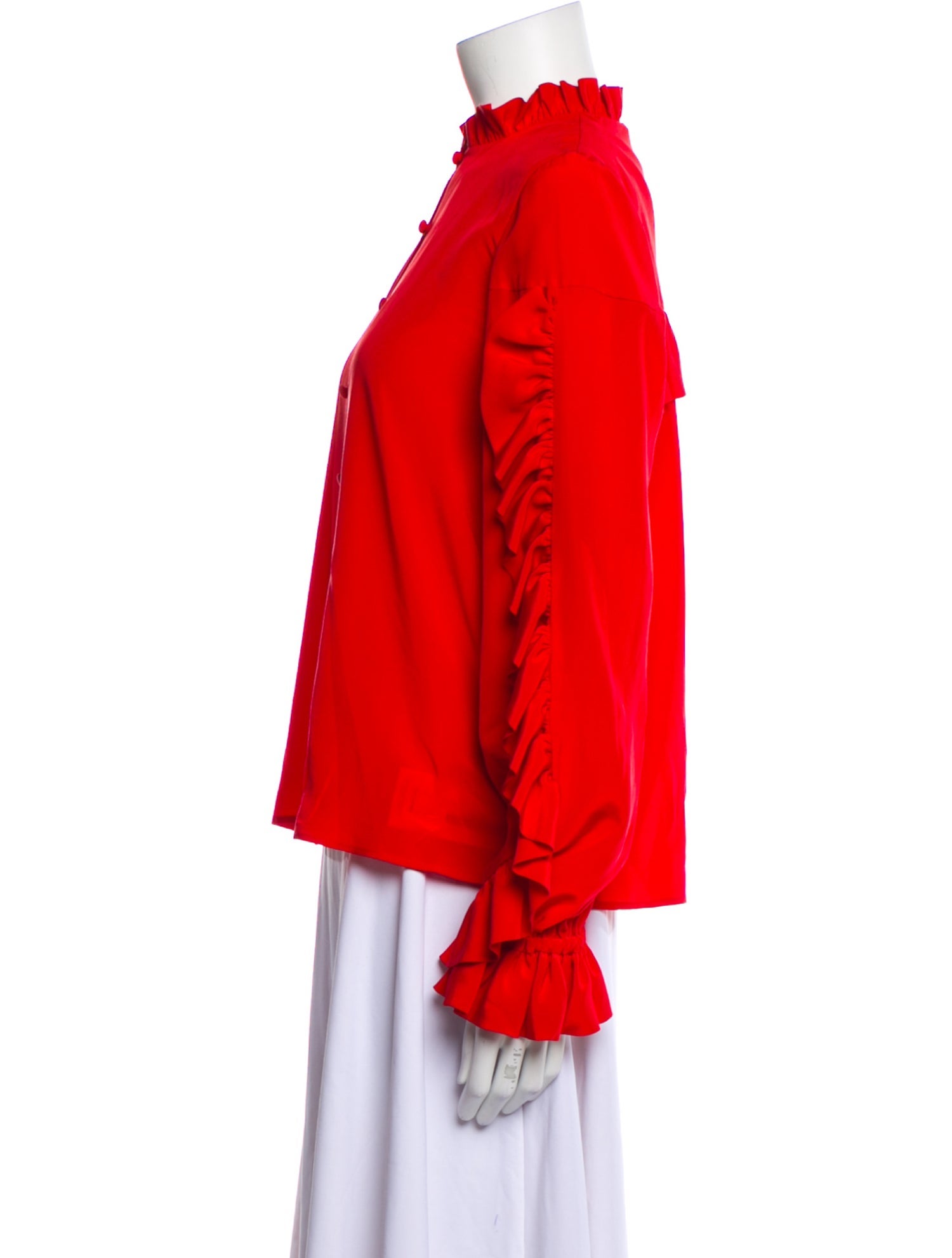 Alexis Silk Mock Neck Button-Up Top