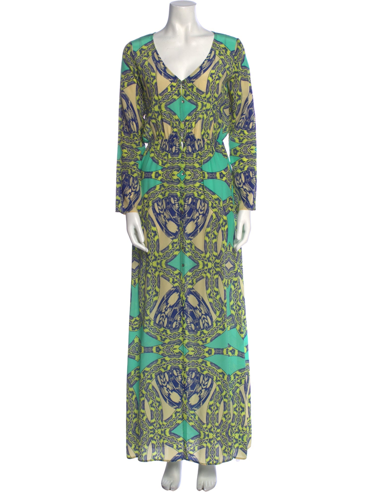 Alexis Silk Long Dress in Green, Women's XS Alexis Silk Long Dress in Green, Women's XS