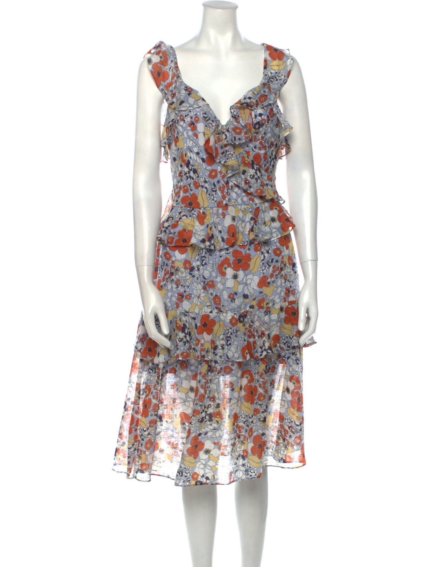 Alexis | Cream Plunge-Neck Midi Dress With Draped And Ruched Detailing main image 0
