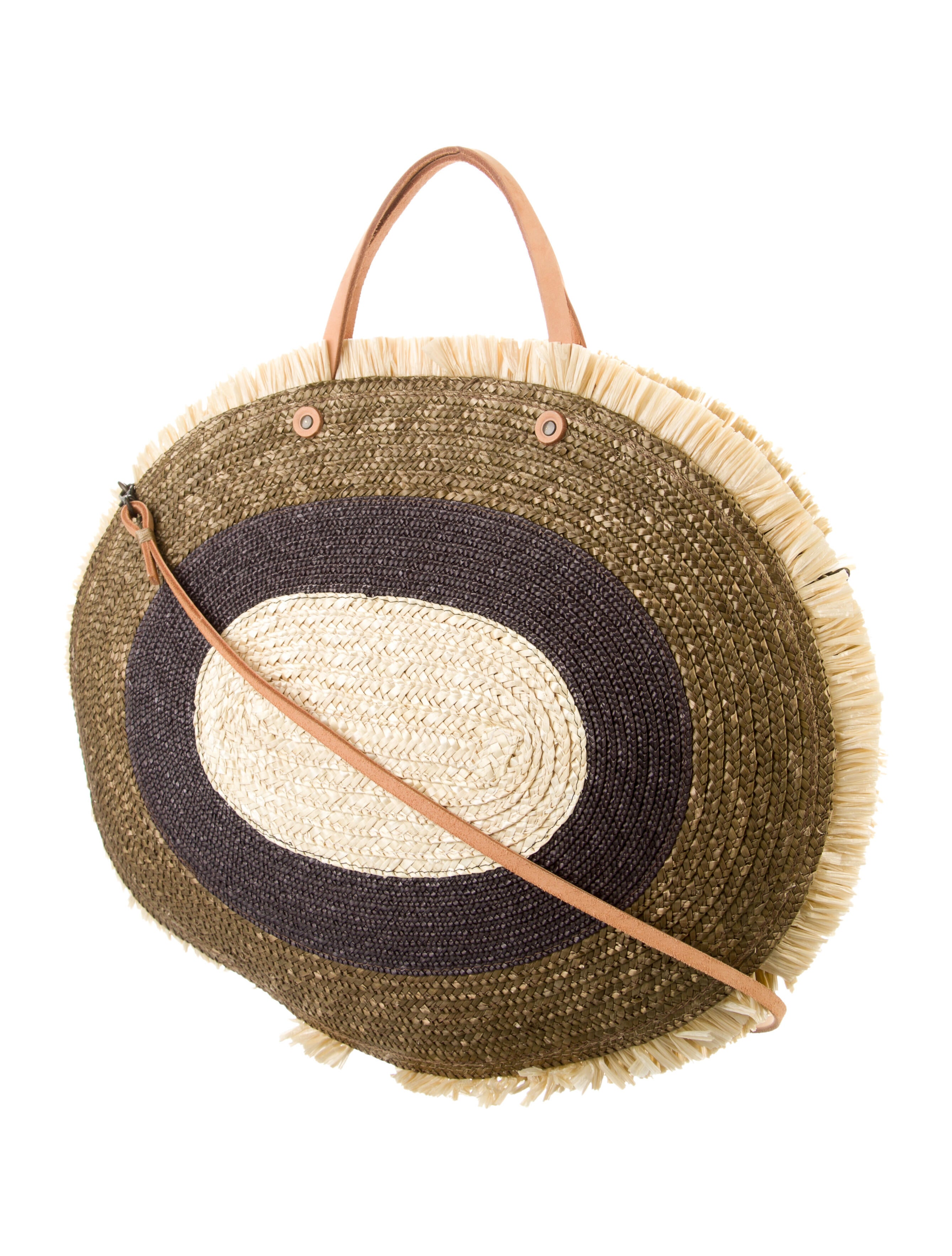 Exquisite J Straw LeatherTrimmed Shoulder Bag Neutrals Shoulder Bags