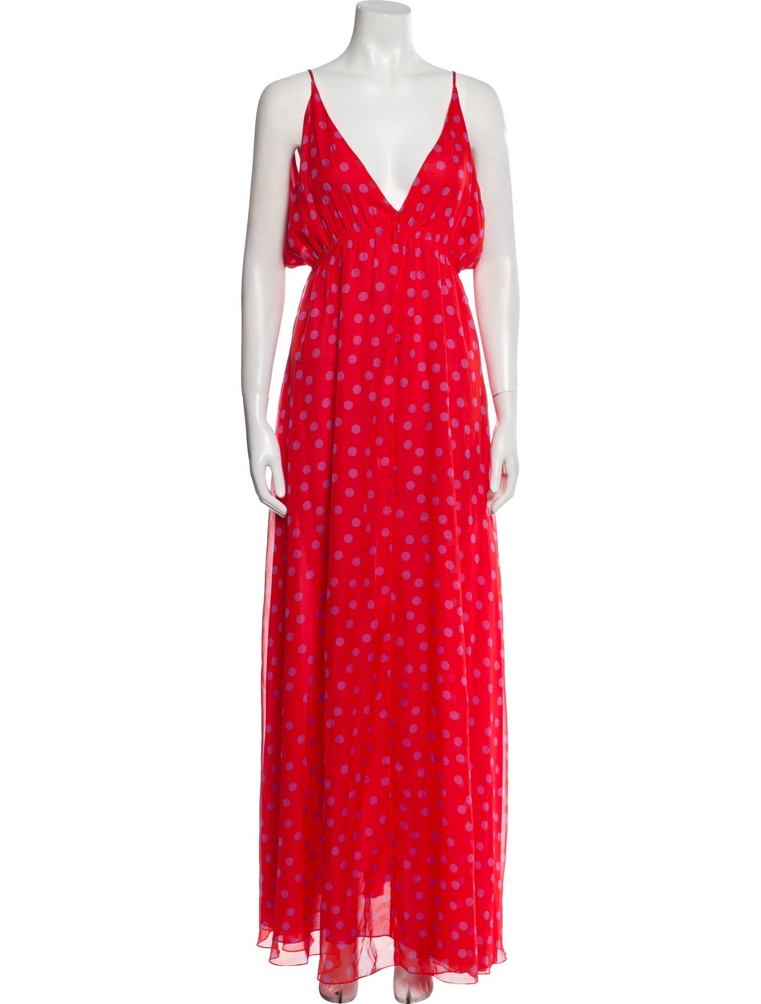 Eywasouls Malibu Polka Dot Print Long Dress