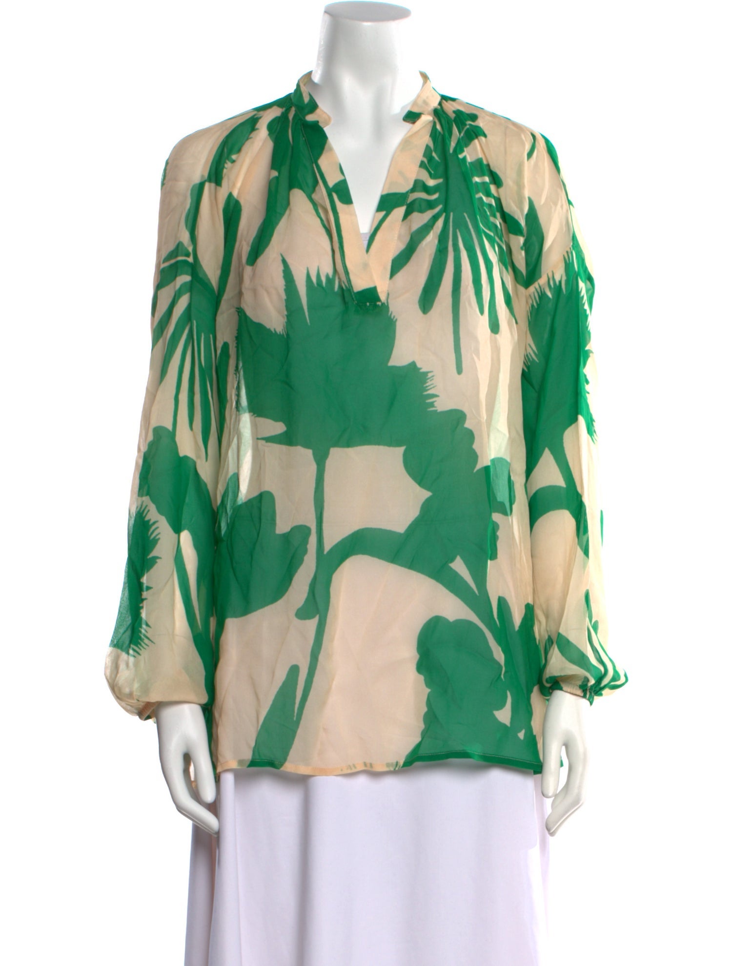 Eywasouls Malibu Printed V-Neck Blouse w/ Tags