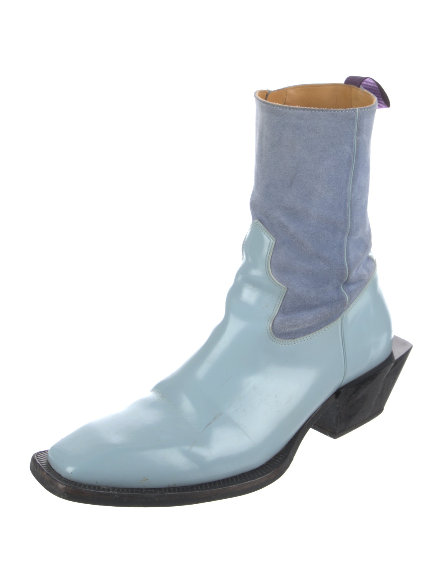 Eytys Leather Colorblock Pattern Sock Boots