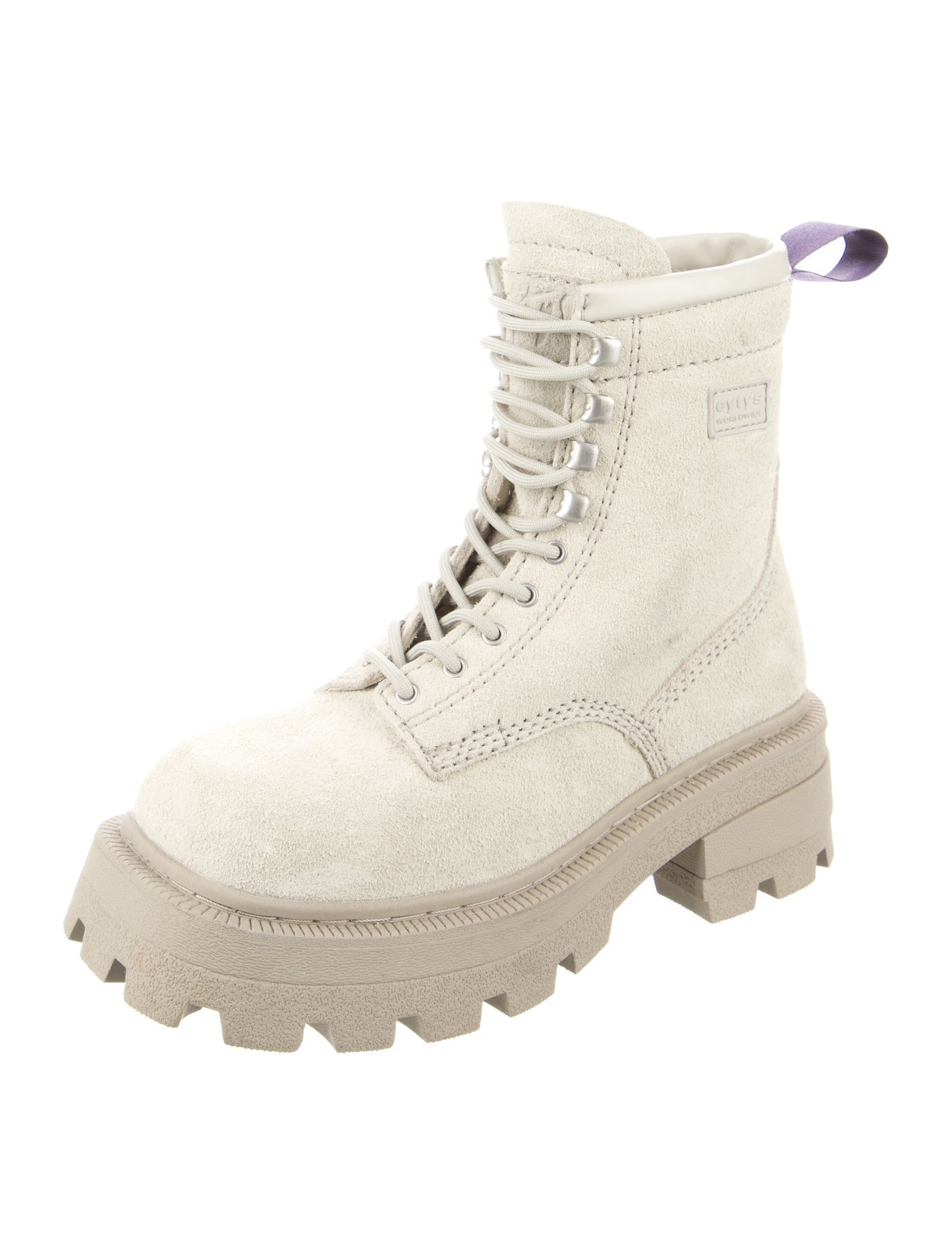 Eytys Suede Leather Trim Embellishment Combat Boots