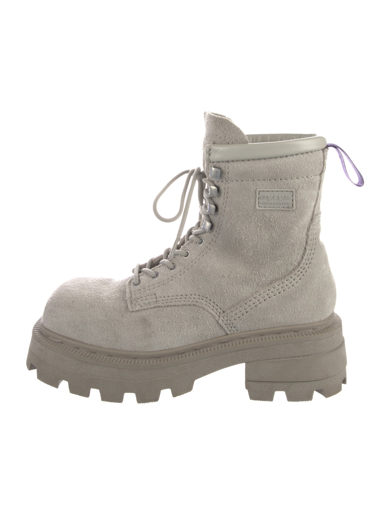 Eytys Suede Colorblock Pattern Combat Boots