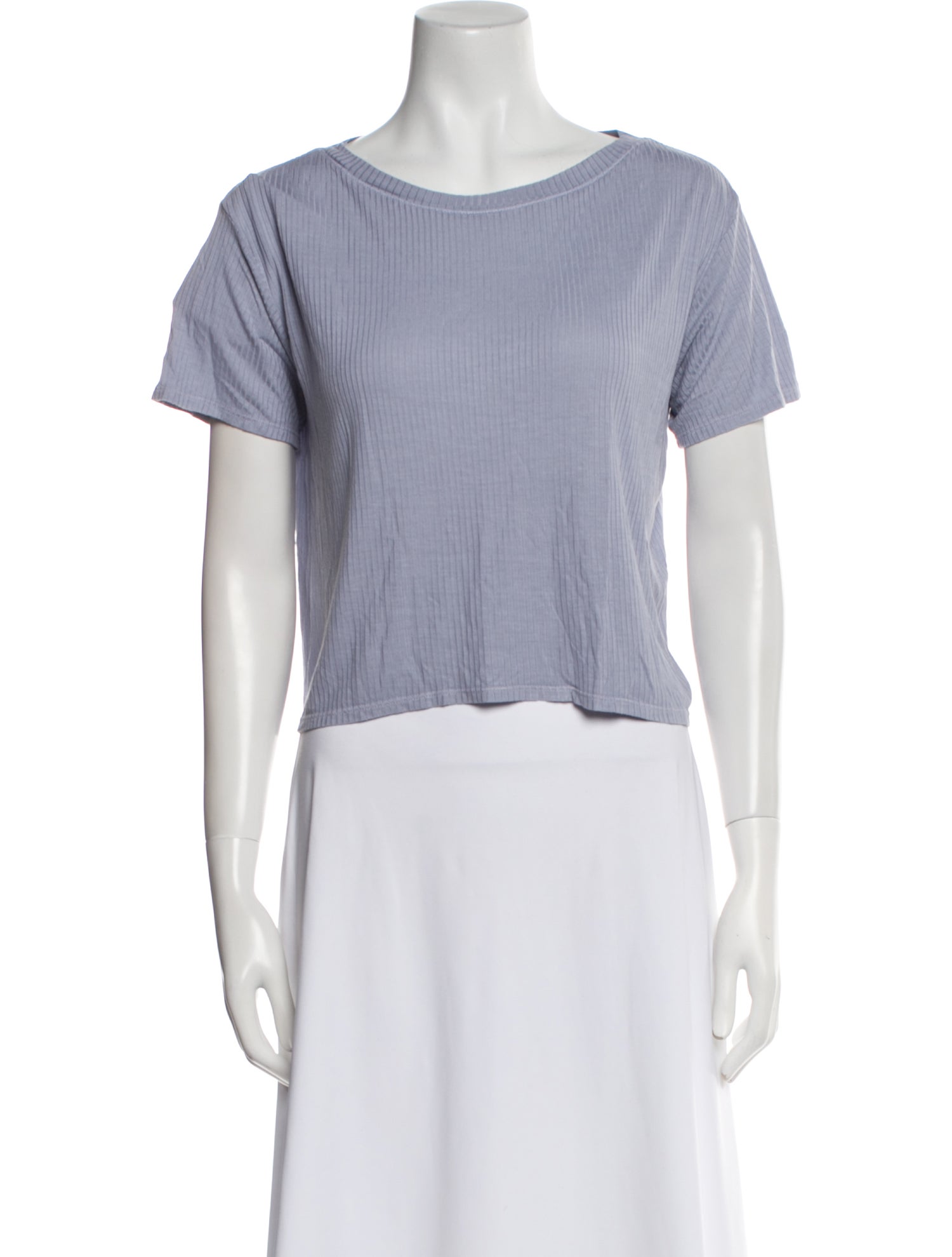 Enza Costa Bateau Neckline Short Sleeve Crop Top