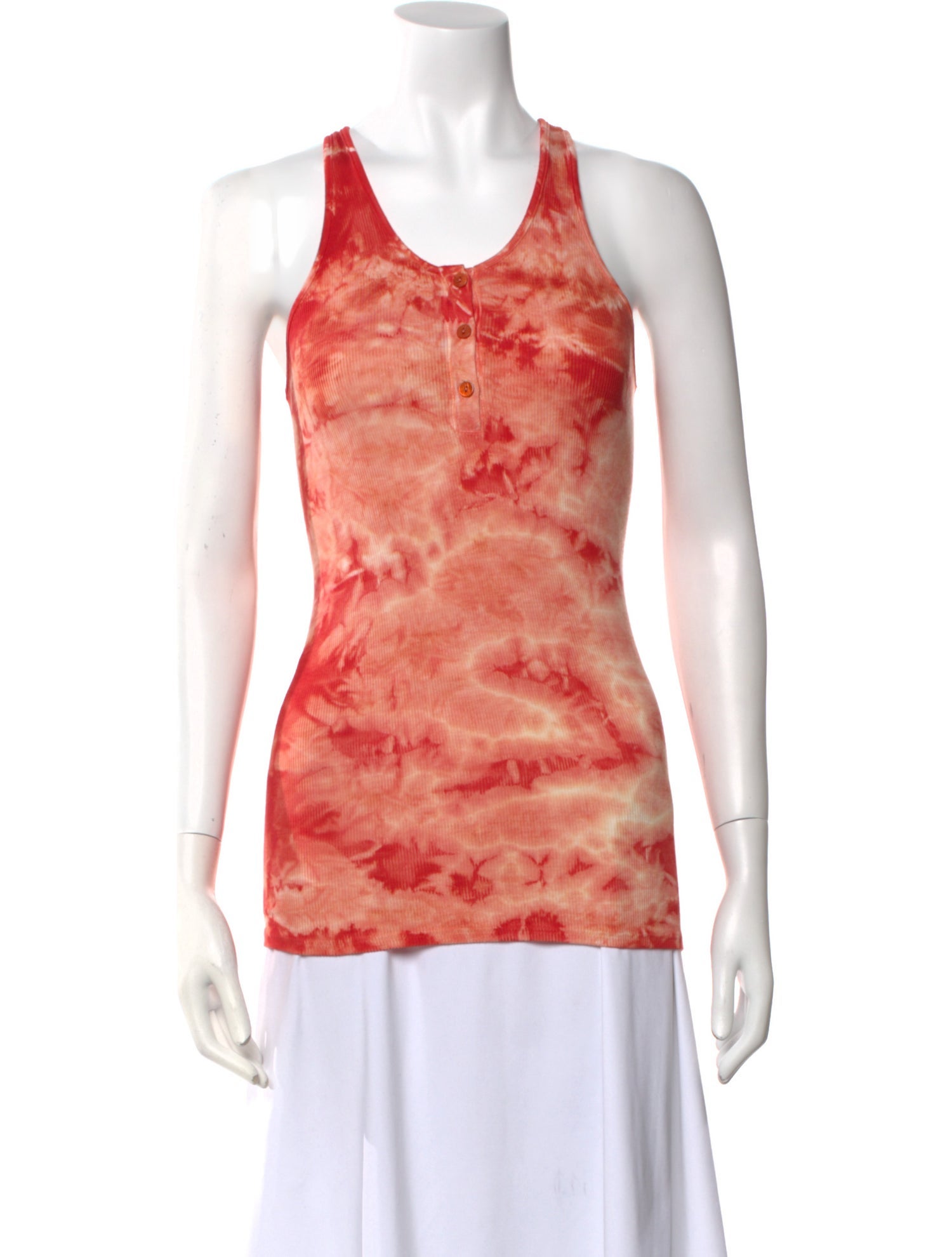 Enza Costa Tie-Dye Print Scoop Neck Top