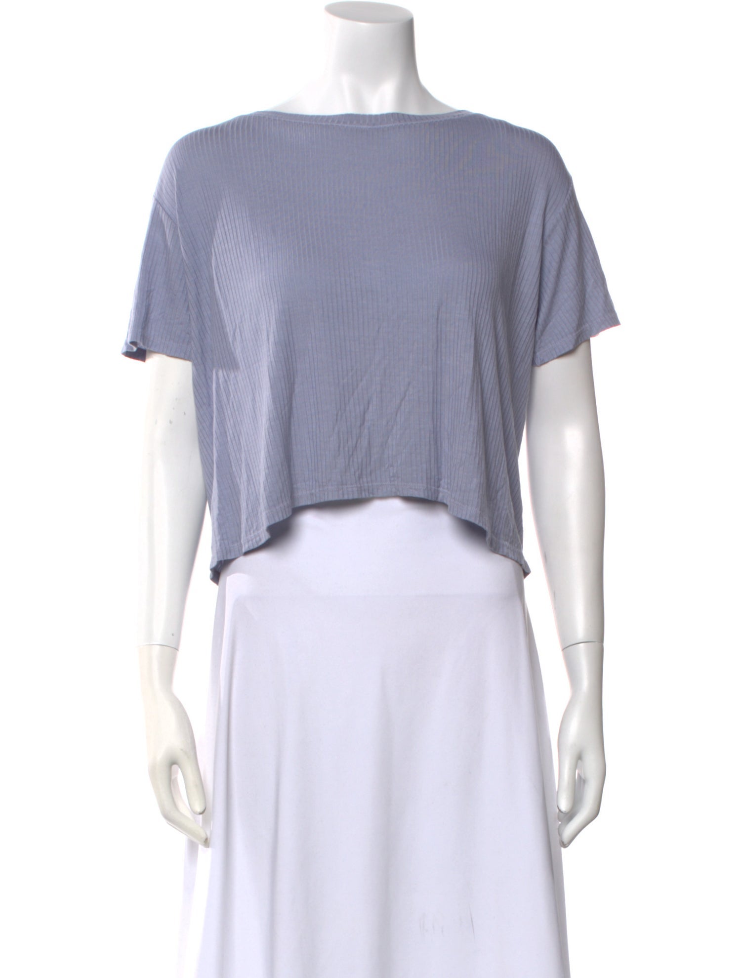 Enza Costa Bateau Neckline Short Sleeve Crop Top