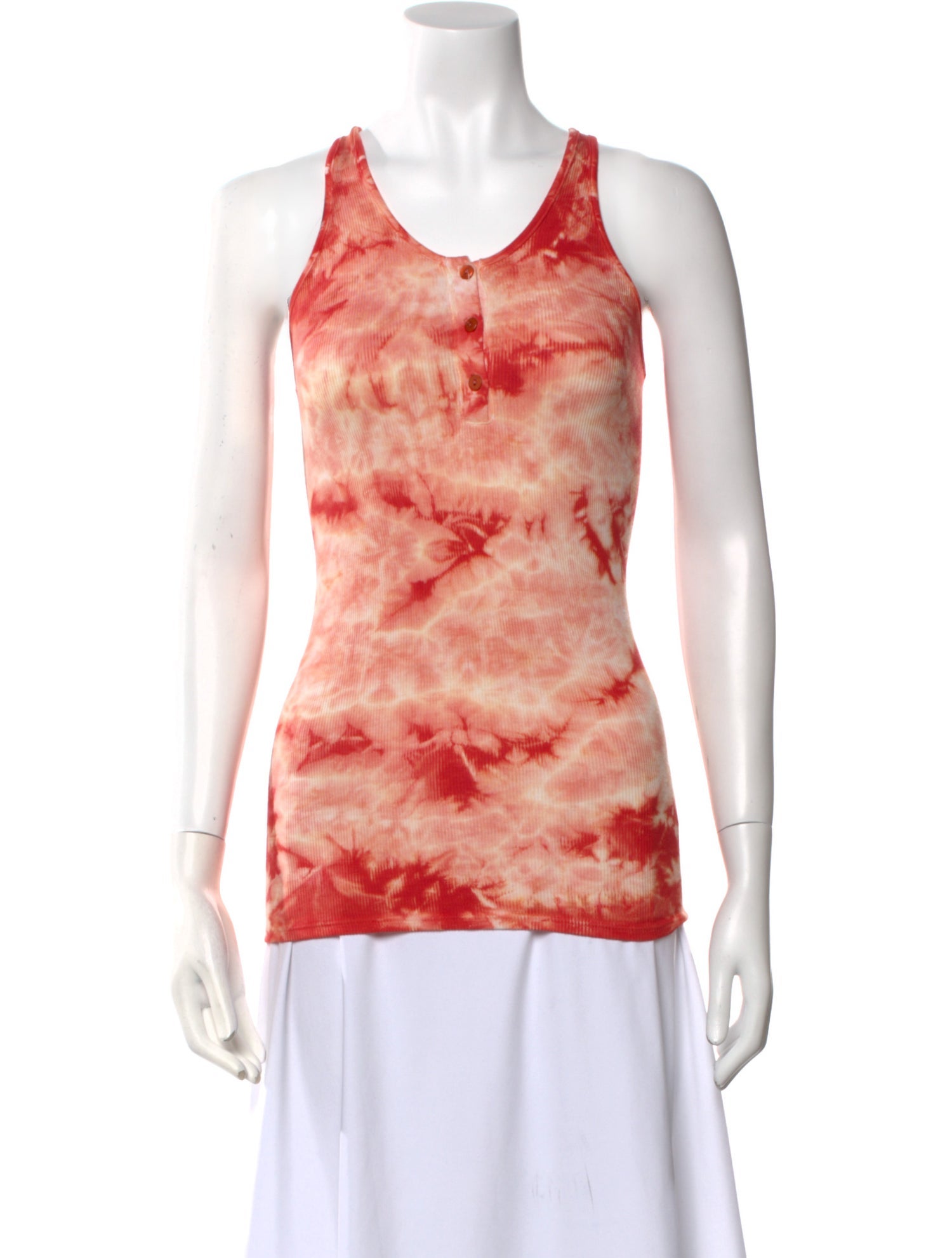 Enza Costa Tie-Dye Print Scoop Neck Top