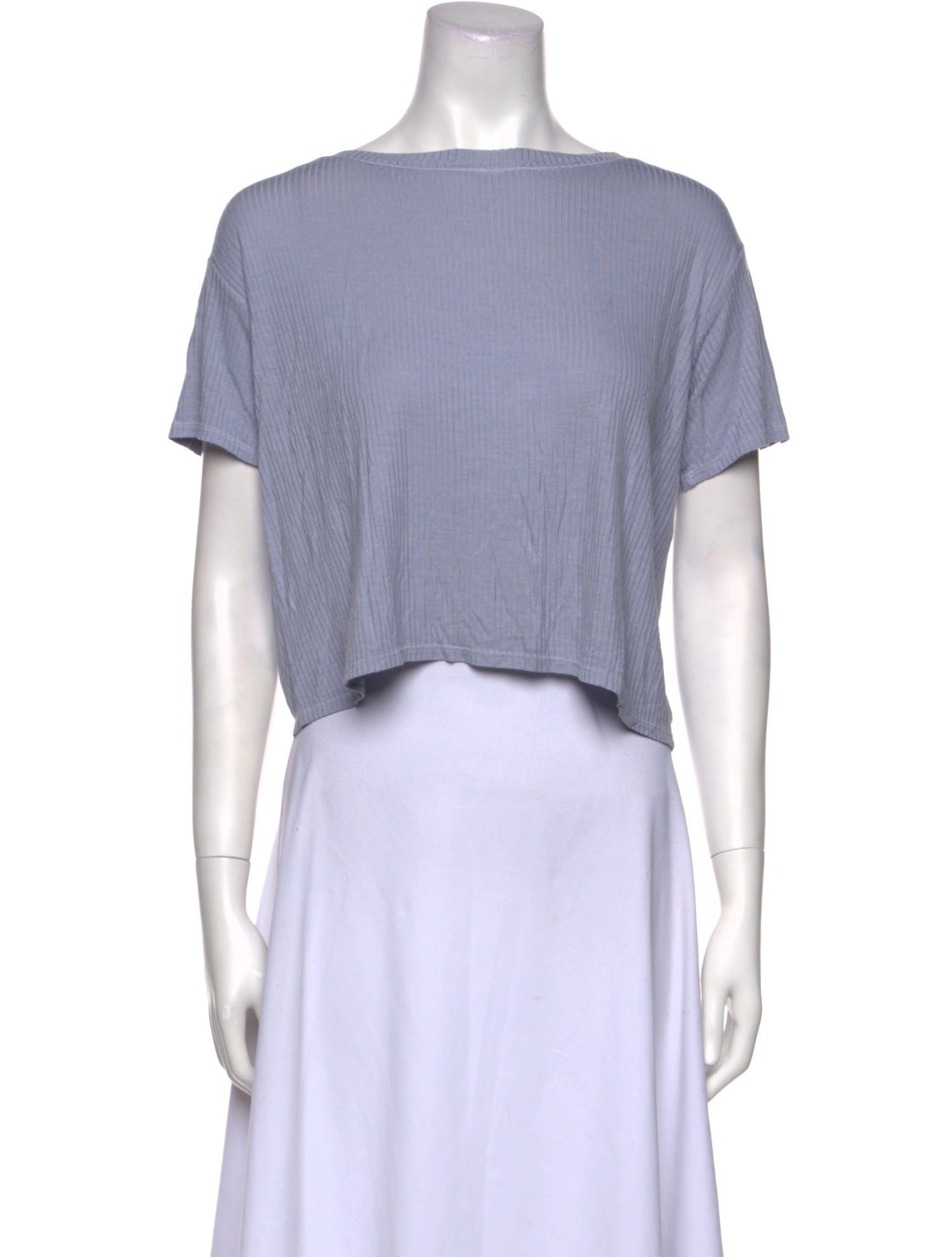 Enza Costa Bateau Neckline Short Sleeve Crop Top