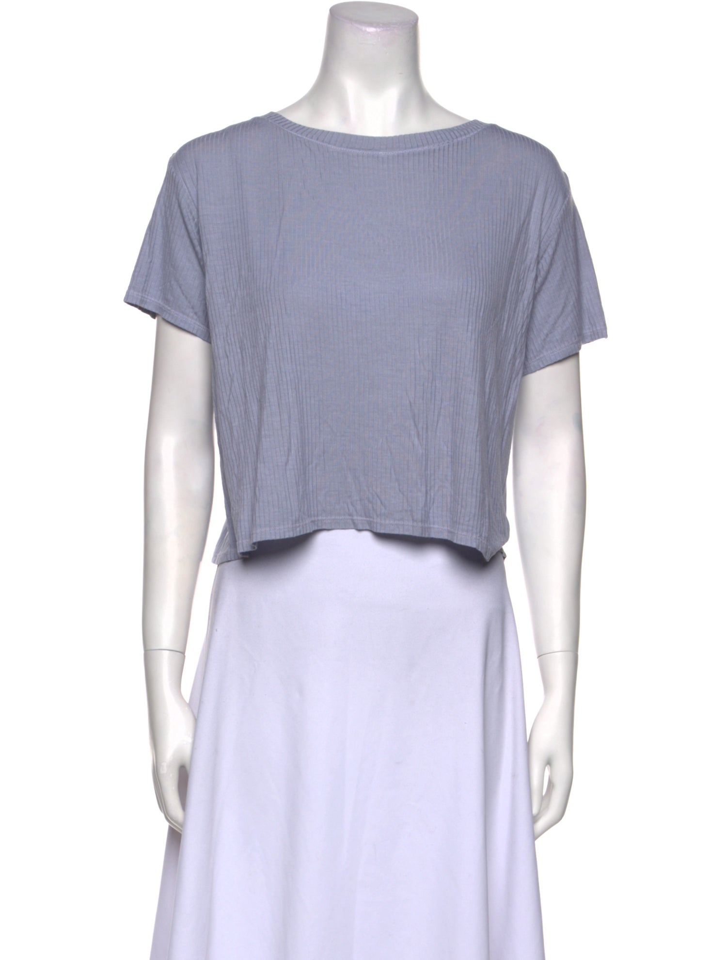 Enza Costa Bateau Neckline Short Sleeve Crop Top