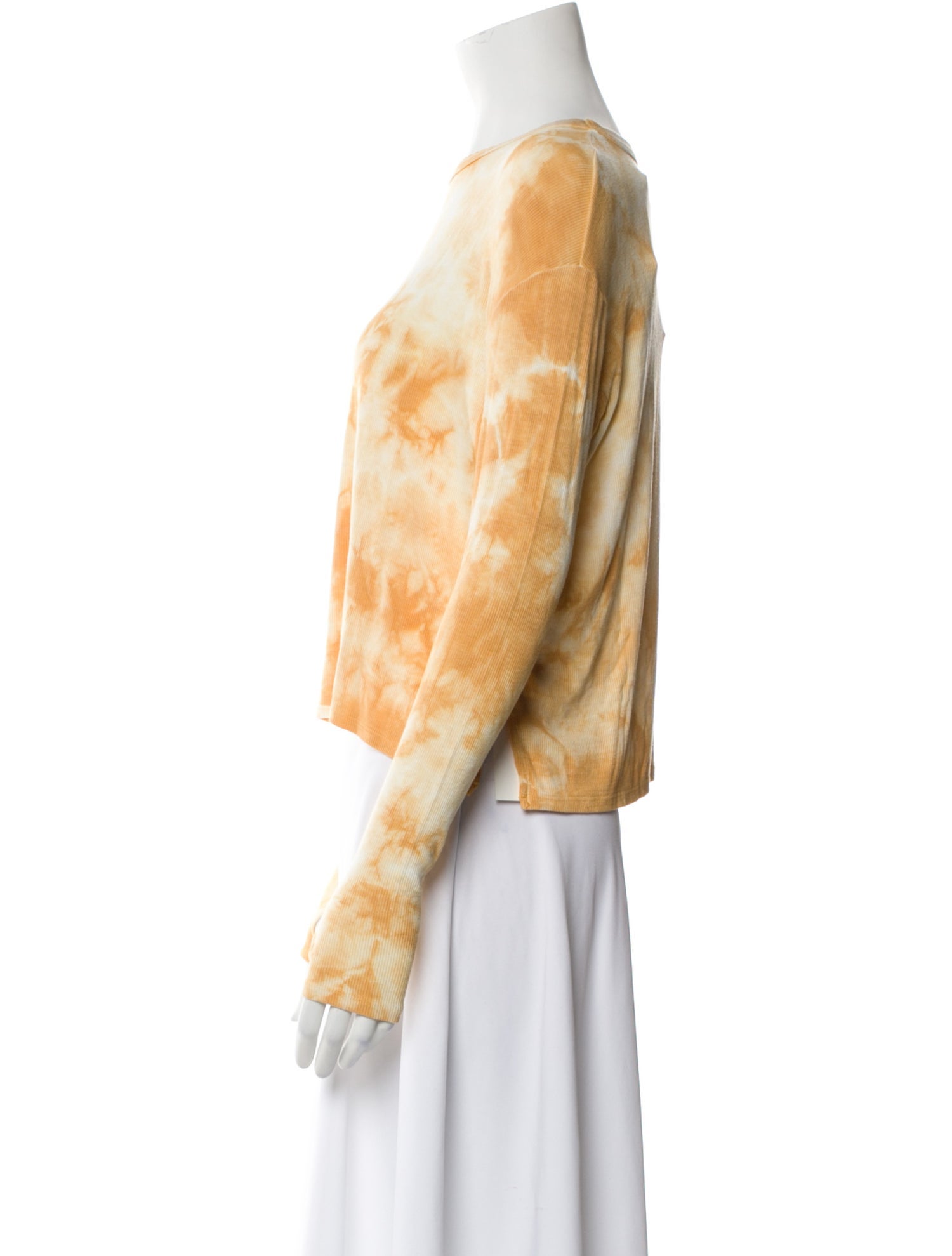 Enza Costa Tie-Dye Print Bateau Neckline Crop Top