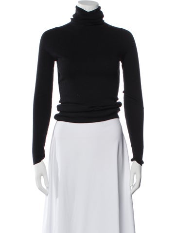 Pre-owned Enza Costa Turtleneck Long Sleeve Top In Black