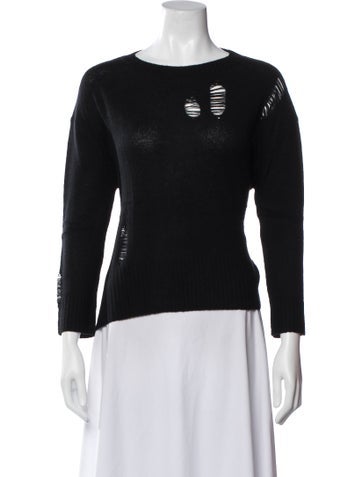 Pre-owned Enza Costa Wool Crew Neck Top In Black