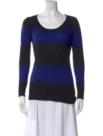 Pre-owned Enza Costa Cashmere Striped Sweater In Blue