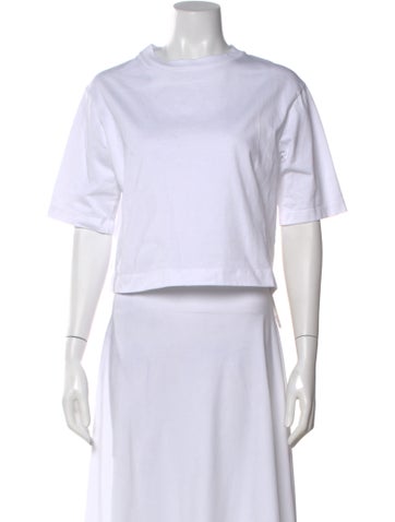 Pre-owned Enza Costa Crew Neck Short Sleeve Crop Top In White