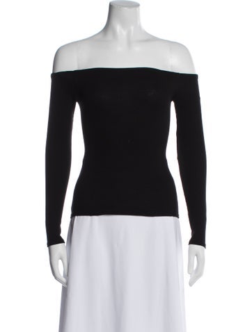 Pre-owned Enza Costa Off-the-shoulder Long Sleeve Top In Black