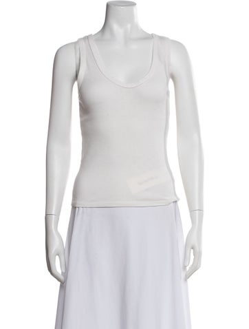 Pre-owned Enza Costa Scoop Neck Sleeveless Top In White