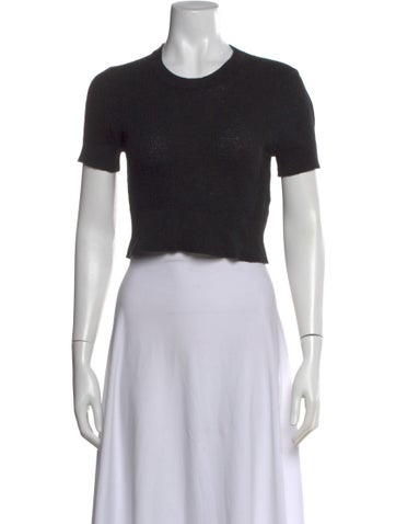 Pre-owned Enza Costa Crew Neck Short Sleeve Crop Top In Black