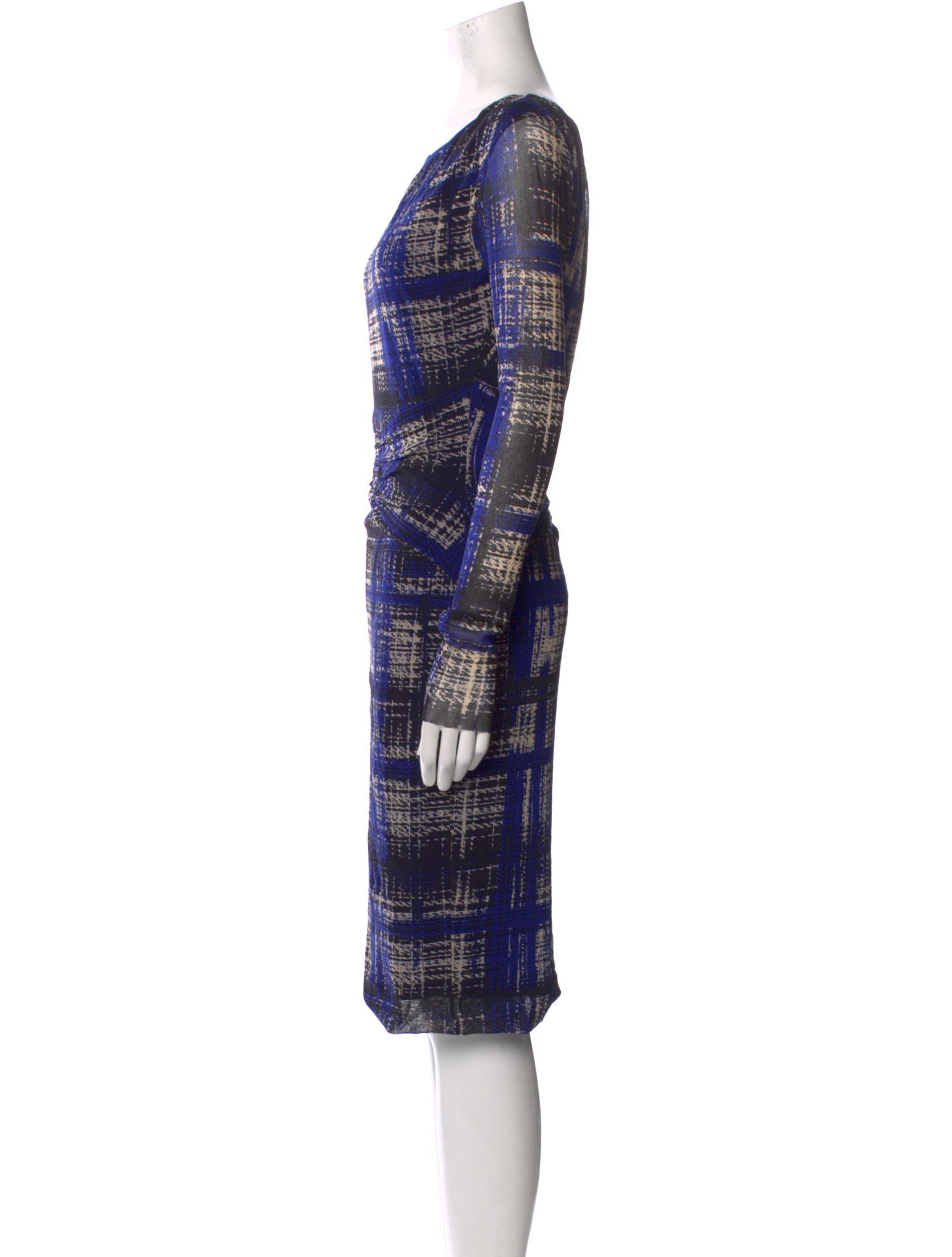 Fuzzi Plaid Print Knee-Length Dress