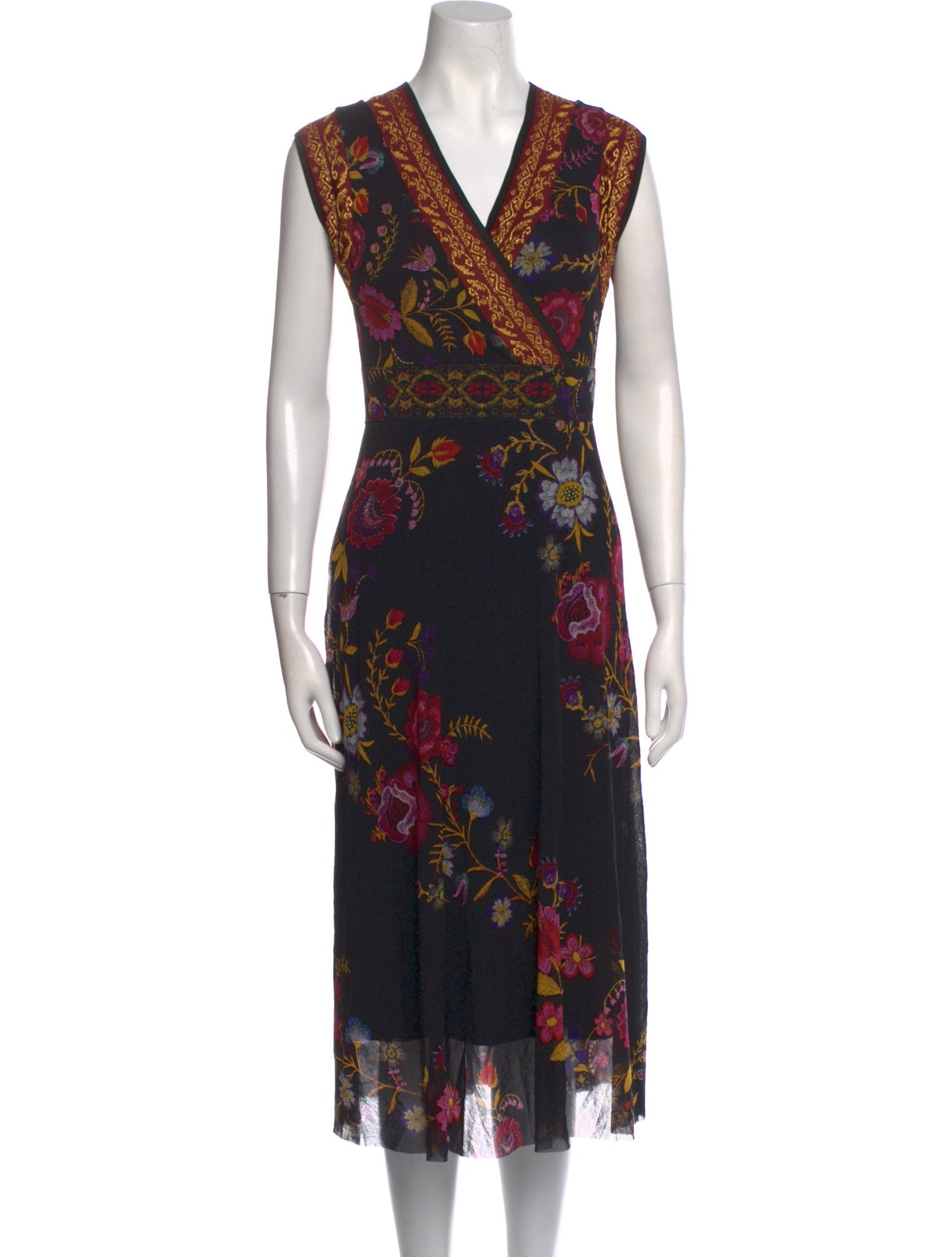 Fuzzi Floral Print Midi Length Dress