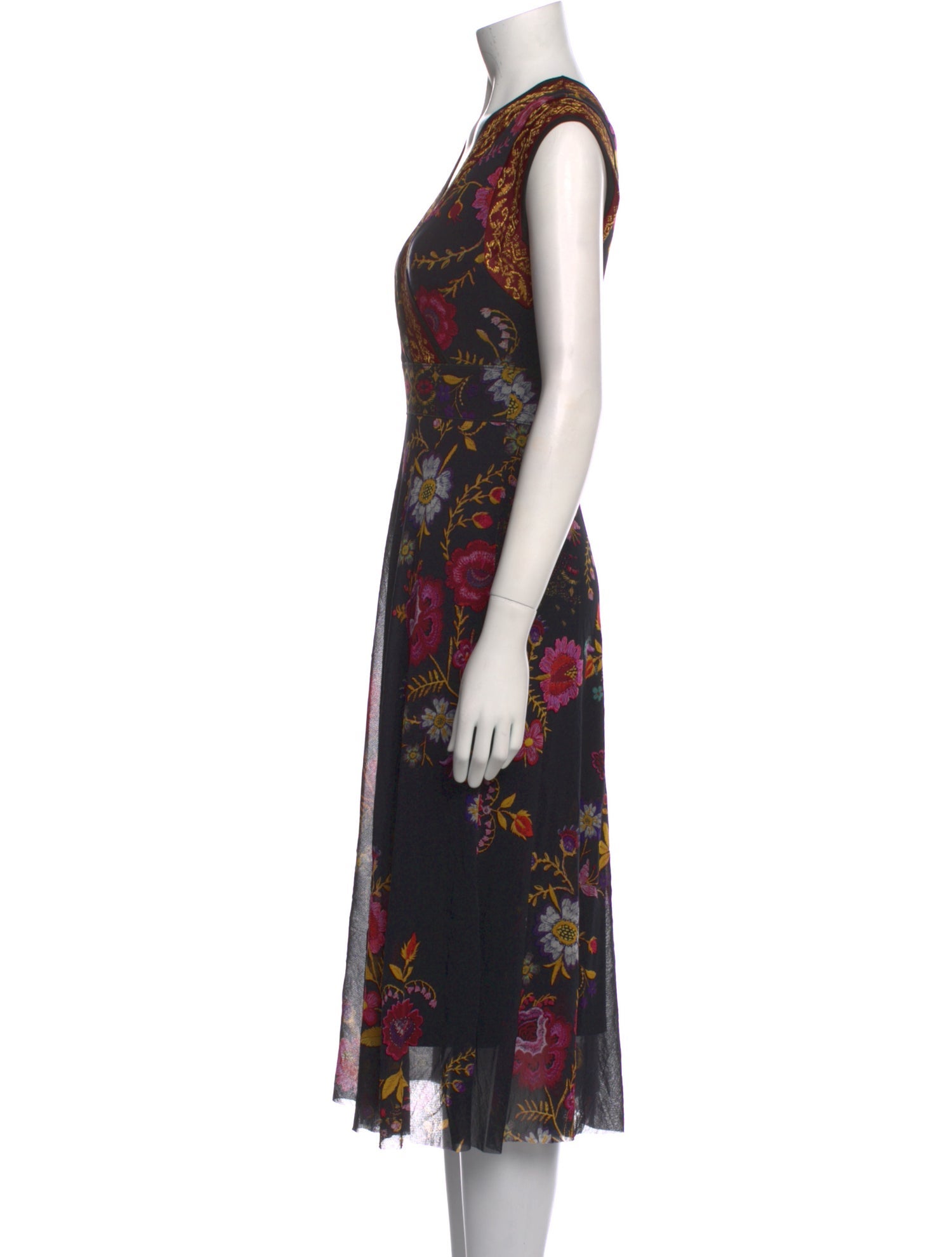 Fuzzi Floral Print Midi Length Dress
