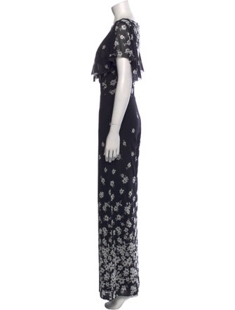 Fuzzi Floral Print V-Neck Jumpsuit