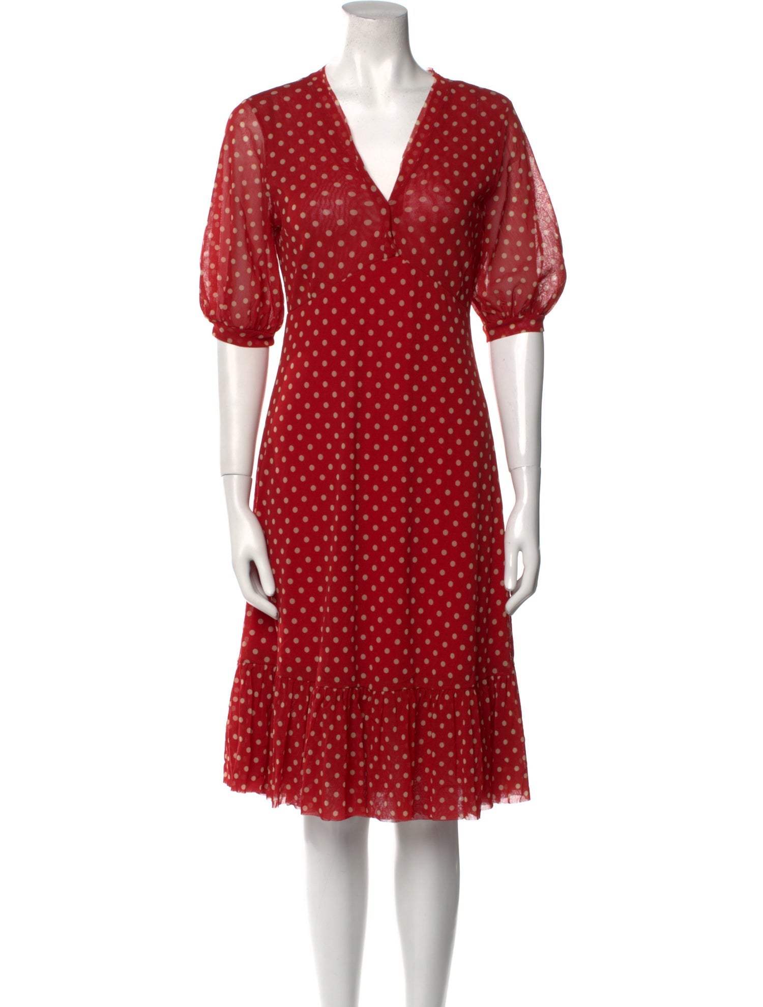 Fuzzi Polka Dot Print Knee-Length Dress