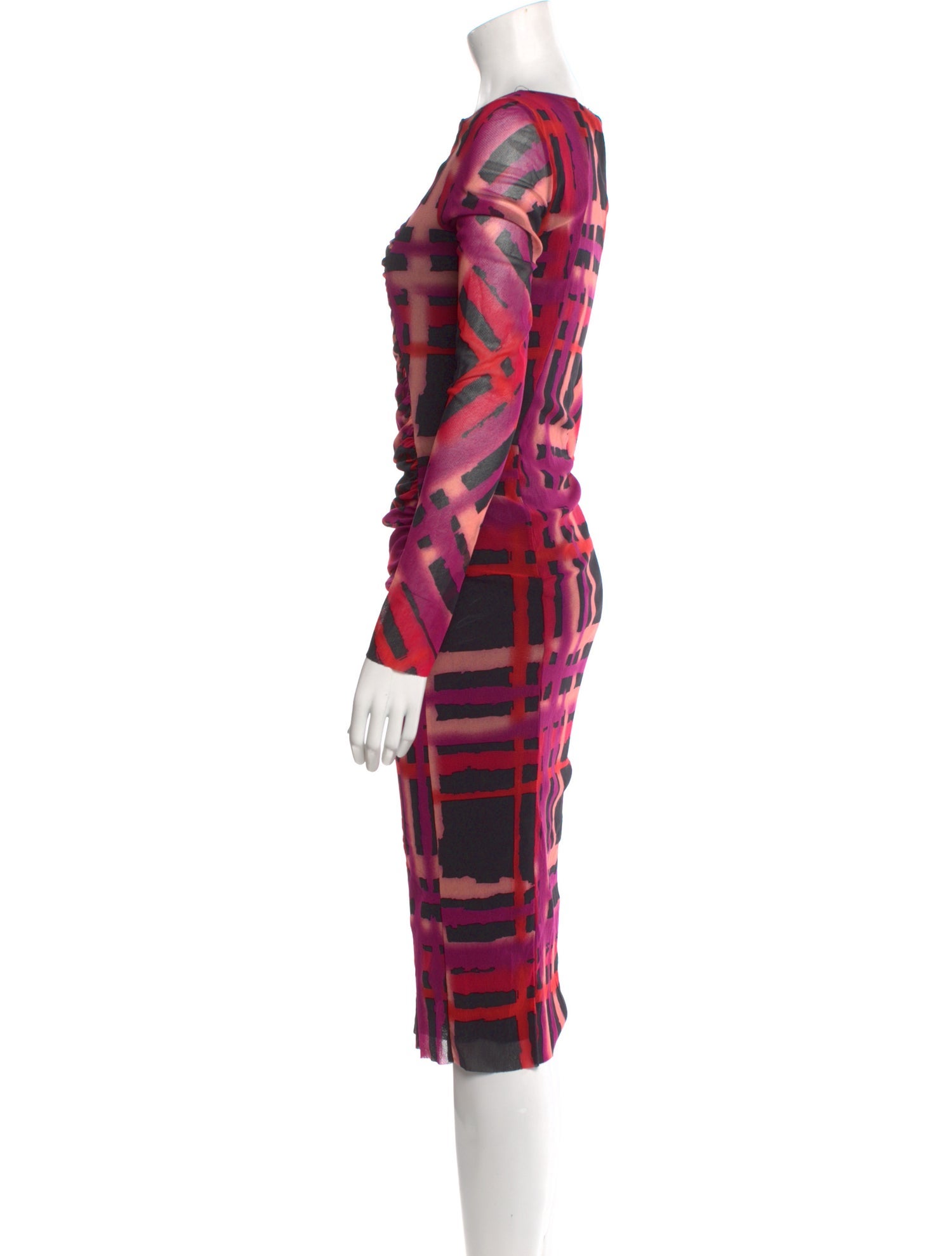 Fuzzi Plaid Print Midi Length Dress