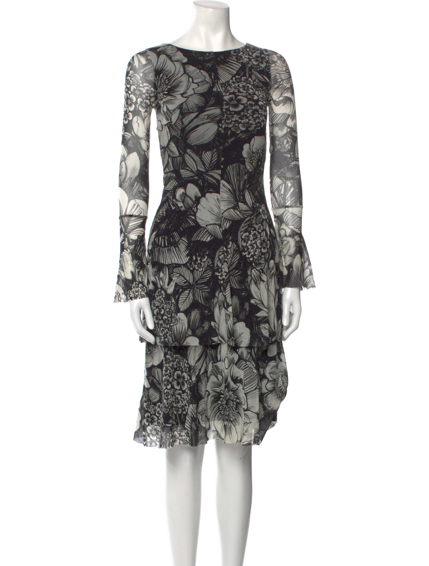 Fuzzi Floral Print Knee-Length Dress