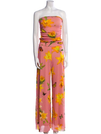 Fuzzi Floral Print Strapless Jumpsuit