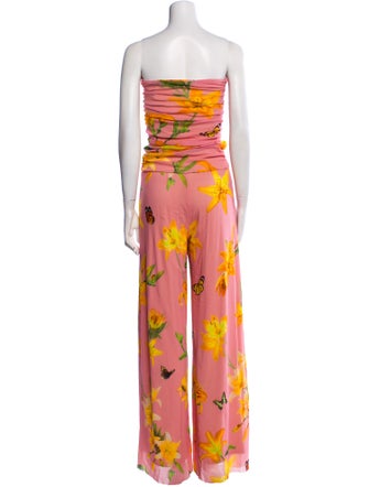 Fuzzi Floral Print Strapless Jumpsuit