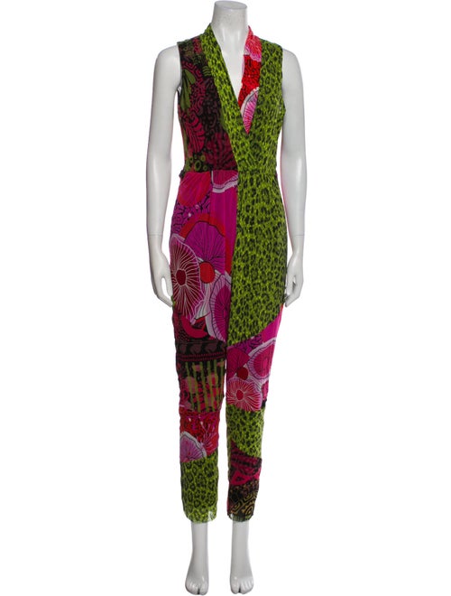 Fuzzi Patterned V-Neck Jumpsuit
