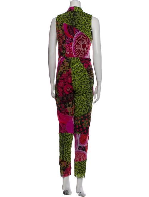 Fuzzi Patterned V-Neck Jumpsuit