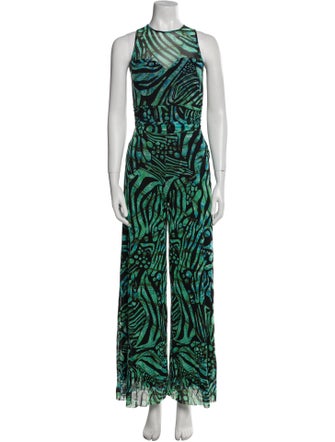 Fuzzi Printed Crew Neck Jumpsuit