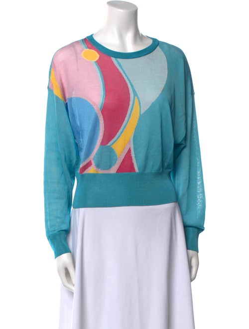 Fuzzi Colorblock Pattern Crew Neck Sweater