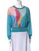 Fuzzi Colorblock Pattern Crew Neck Sweater