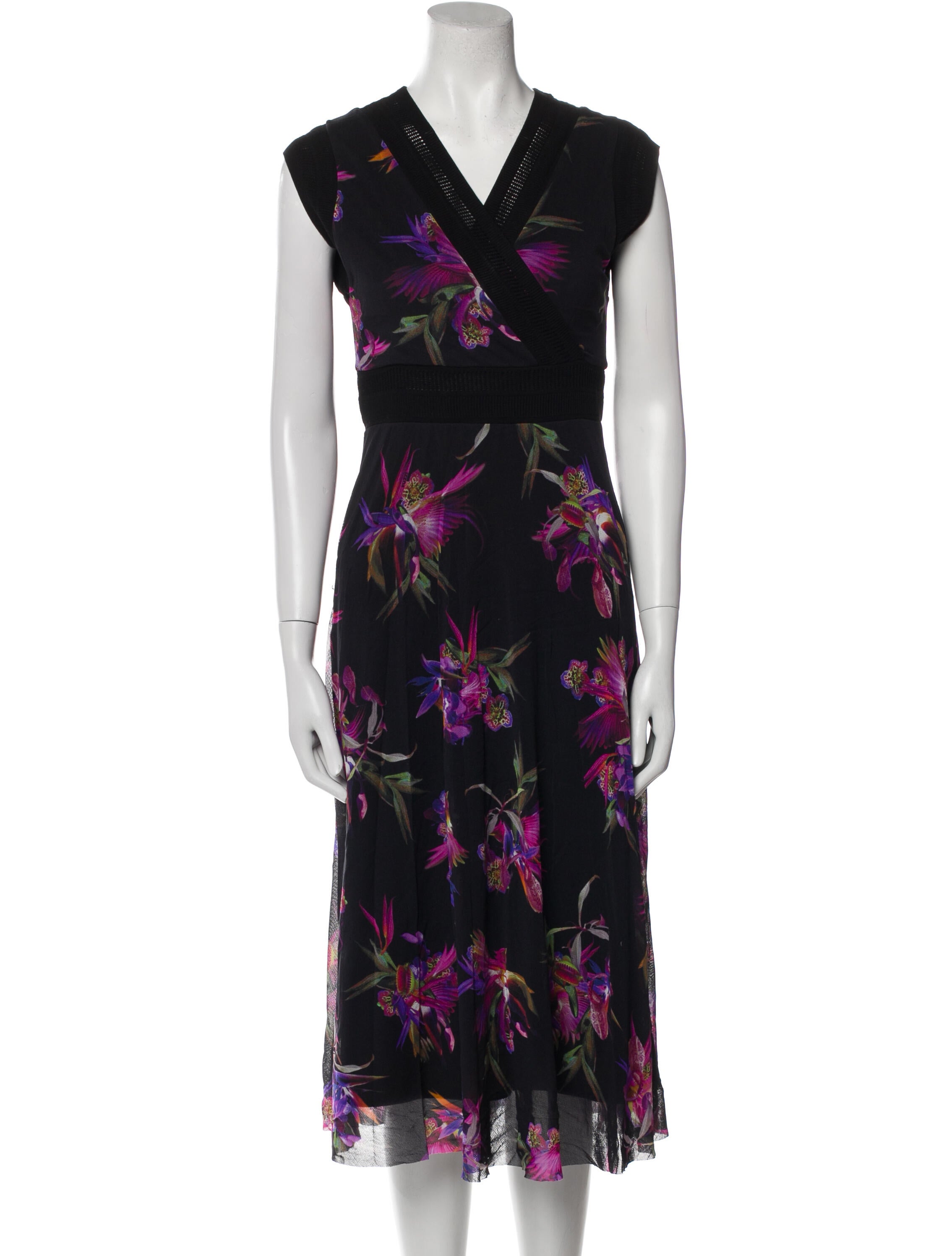 Fuzzi Floral Print Midi Length Dress