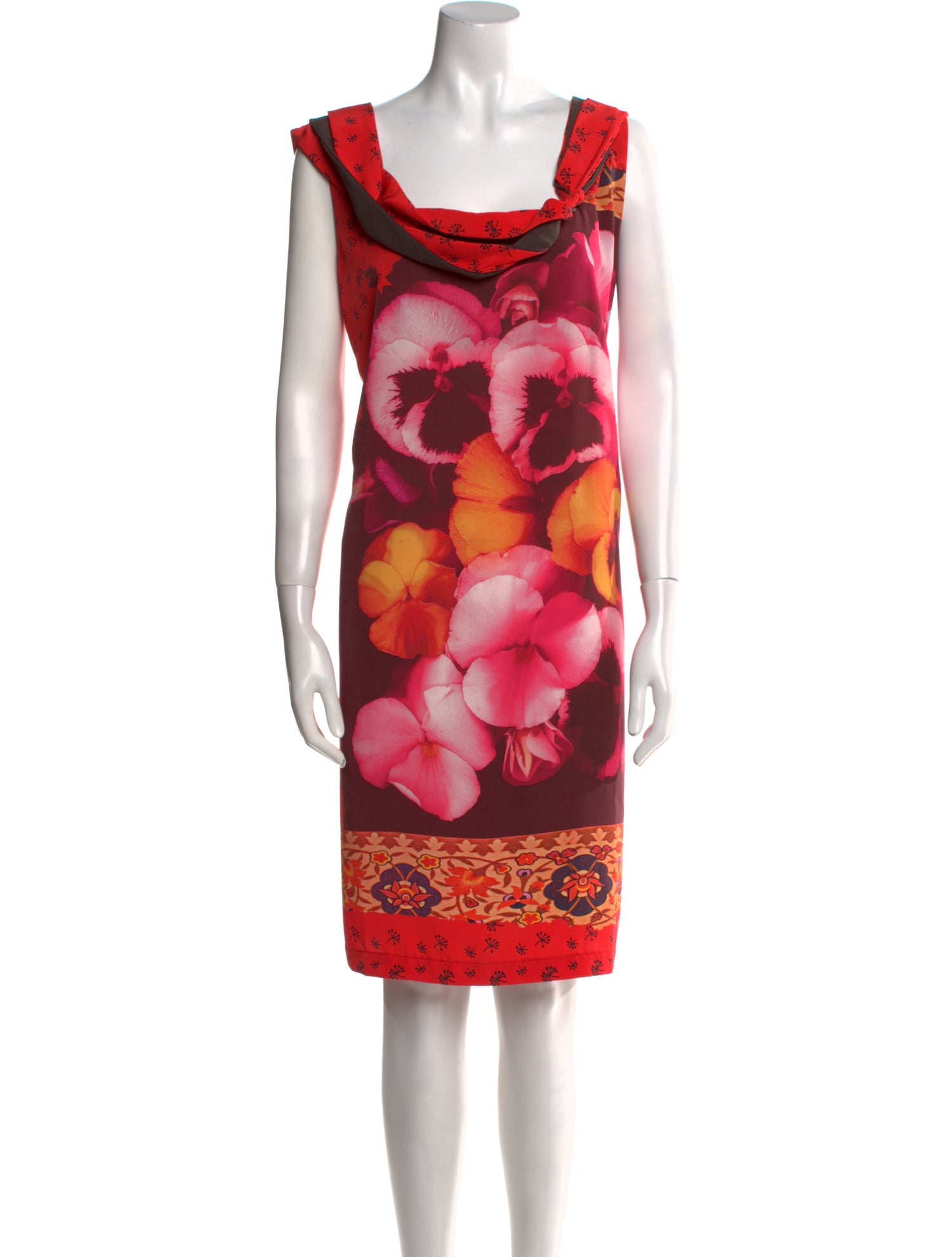 Fuzzi Floral Print Midi Length Dress