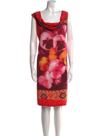 Fuzzi Floral Print Midi Length Dress