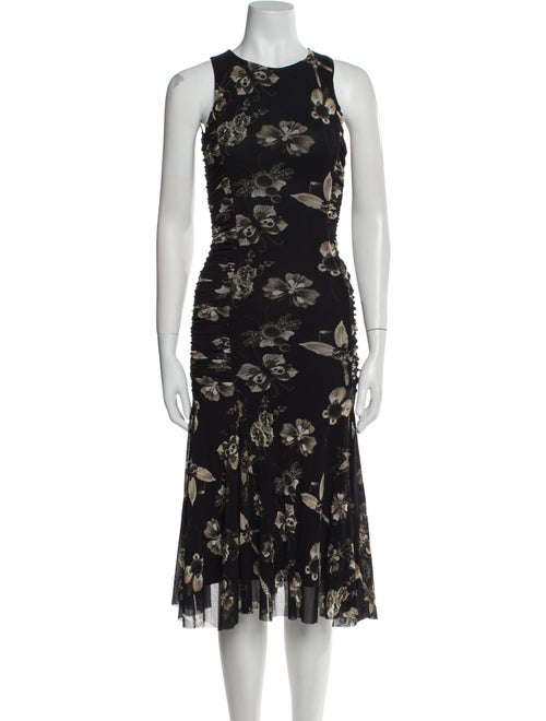 Fuzzi Floral Print Midi Length Dress