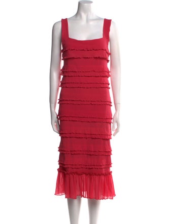 Fuzzi Square Neckline Midi Length Dress