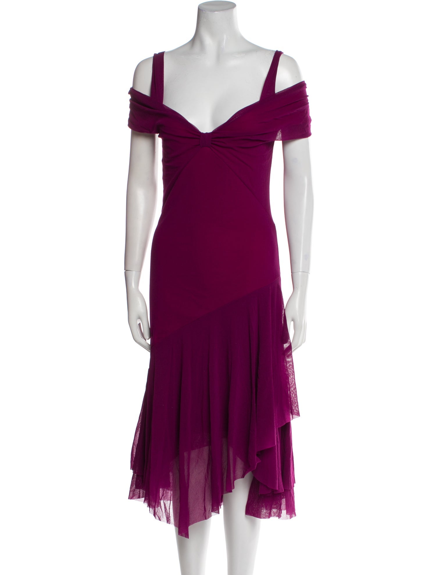 Fuzzi Square Neckline Midi Length Dress