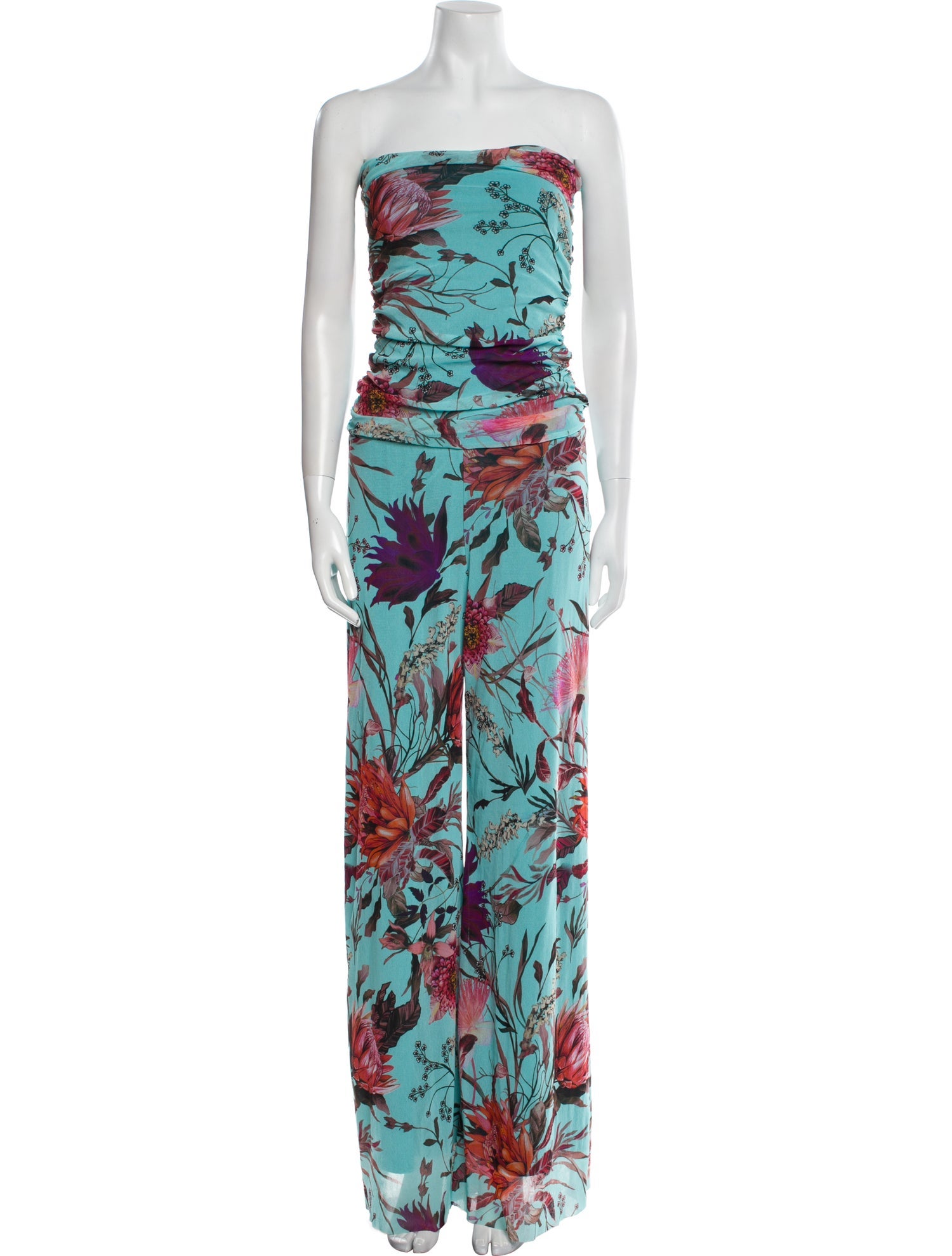 Fuzzi Floral Print Strapless Jumpsuit