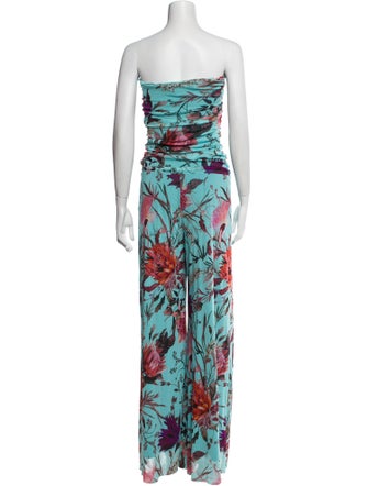 Fuzzi Floral Print Strapless Jumpsuit