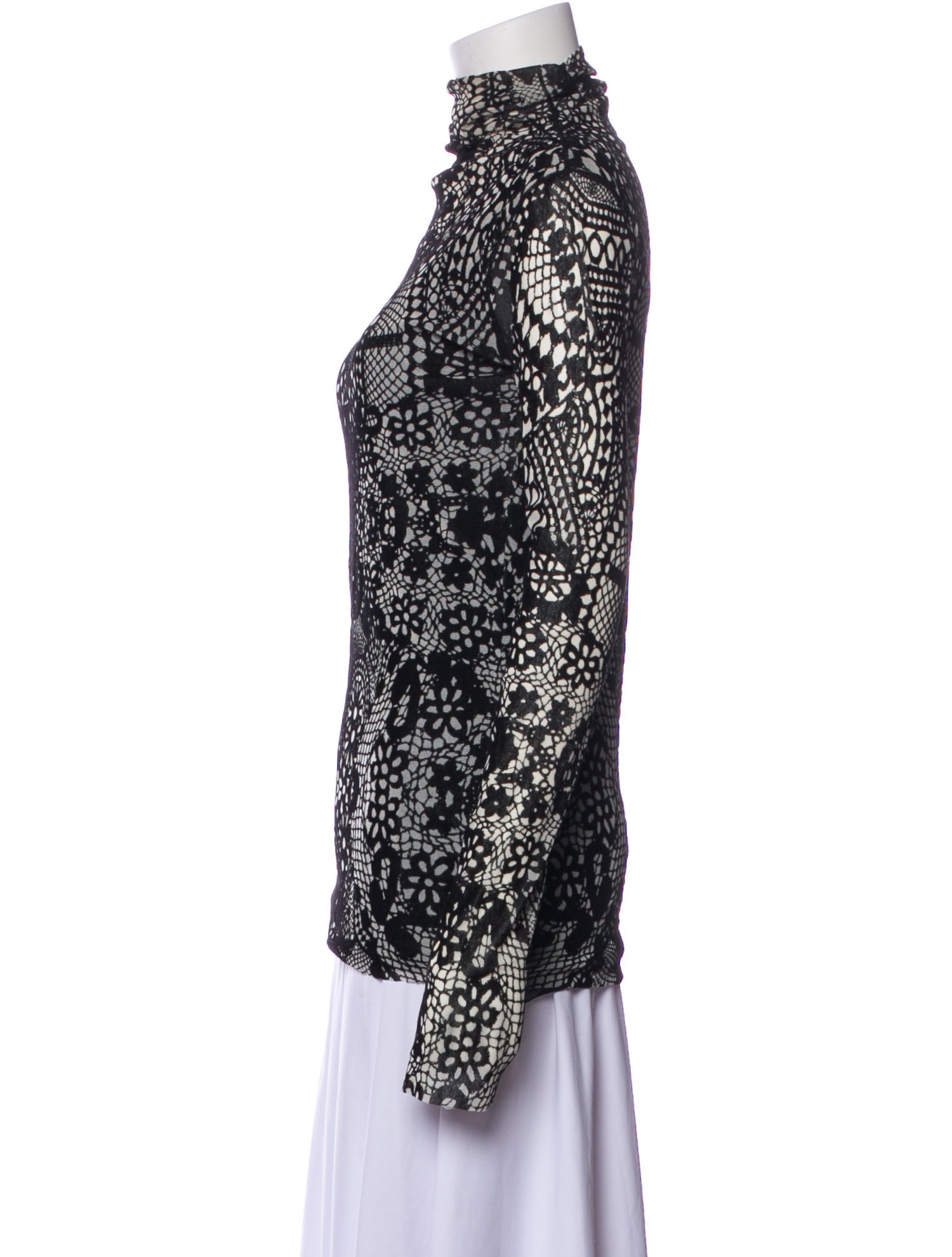 Fuzzi Lace Pattern Turtleneck Blouse