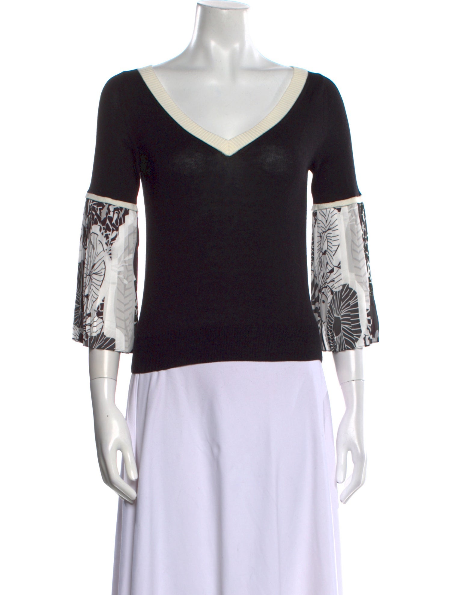 Fuzzi Printed V-Neck Sweater